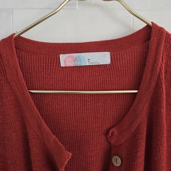 Free People FP Beach Slouchy Knit Sunday Shorts Romper Rust Orange Size  Medium - Picture 3 of 6